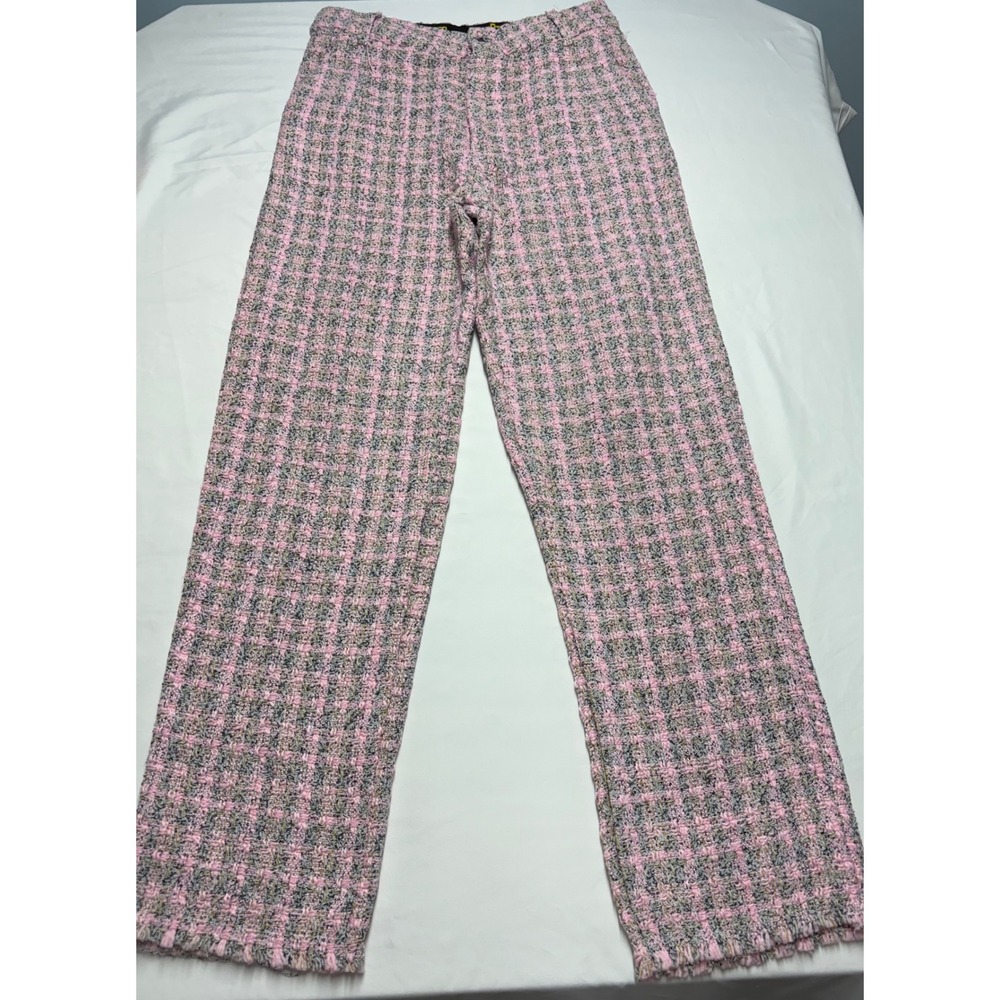 Drew House Pink Boucle Tweed Plaid Straight Leg Pants XL Made in USA